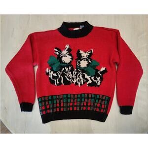 VTG Hasting & Smith Dog Christmas Holiday Sweater SZ Medium Festive